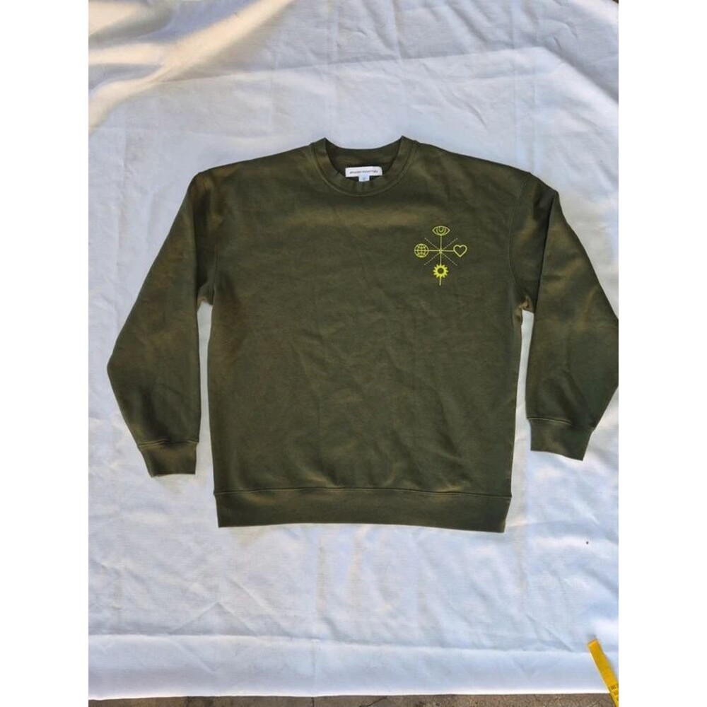 Oversized-Fit Crewneck Sweatshirt Dark Olive Green